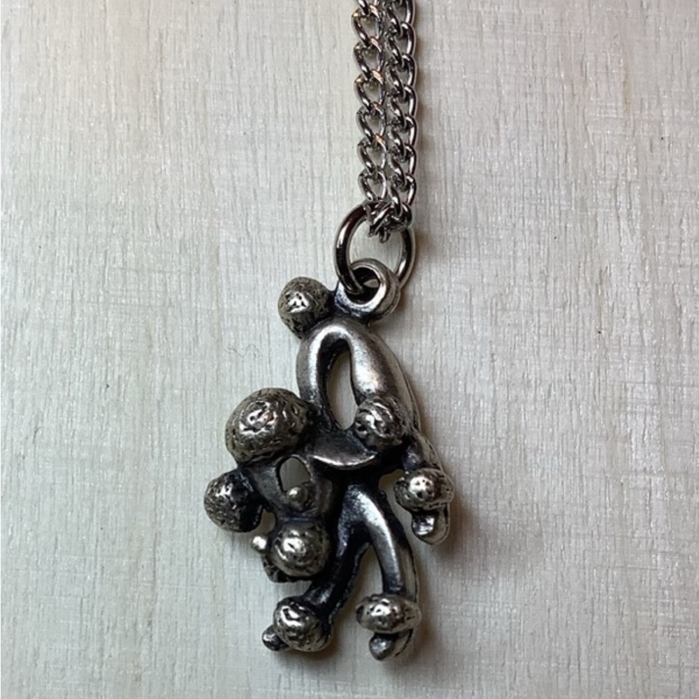 vintage pewter poodle dog necklace